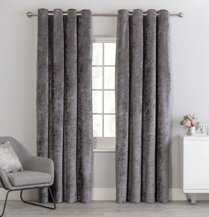 Argos Home velvet eyelet curtains charcoal 168x183cm - British product