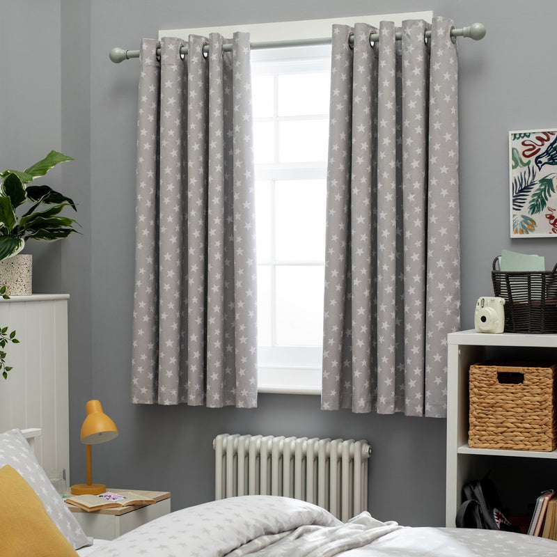 Habitat kids star blackout eyelet curtain grey 168cm x 137cm, UK version