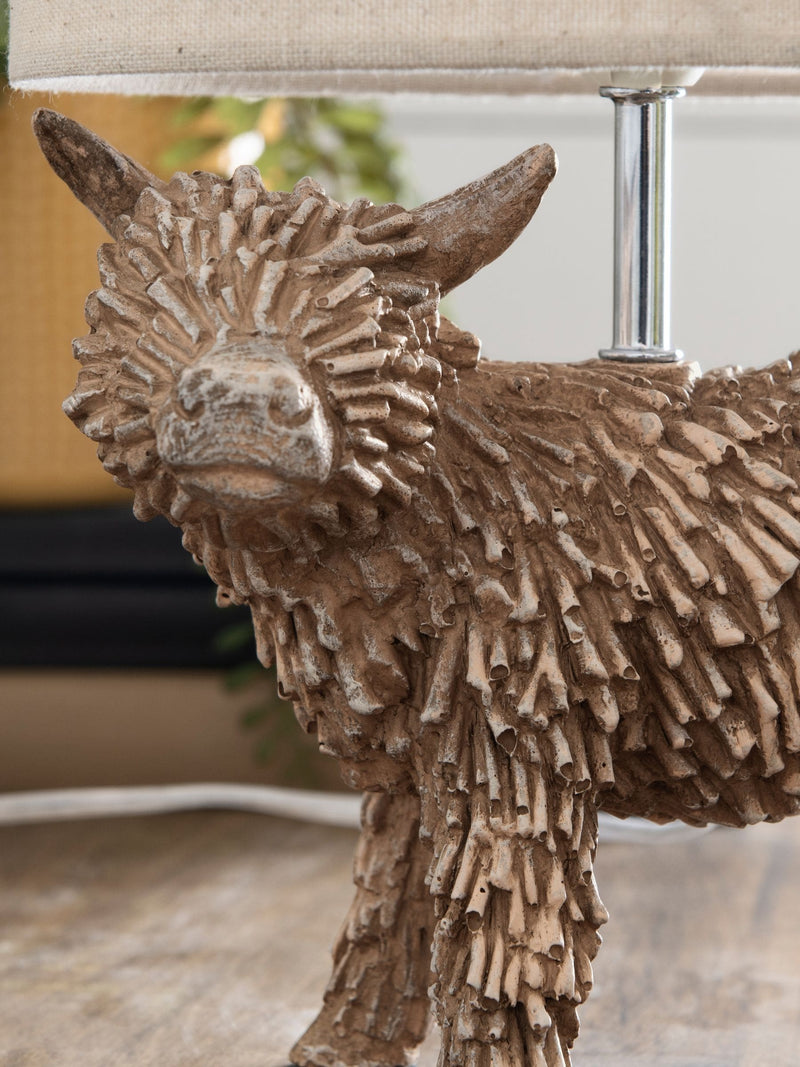 Natural Hamish Highland Cow Table Lamp natural finish (British brand)