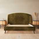 Silentnight double velvet bed frame in olive (British brand)