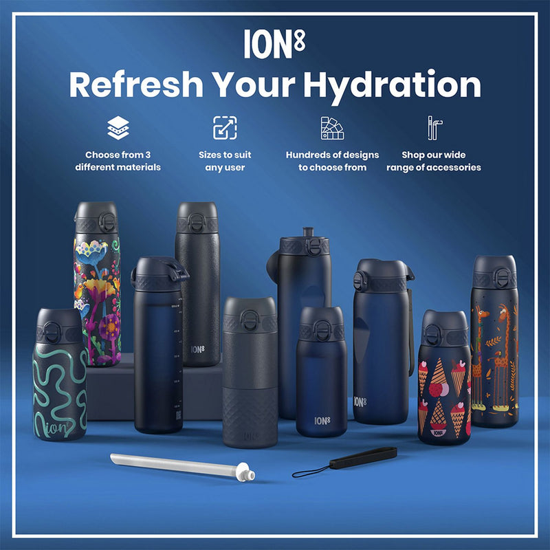 Ion8 Ash Navy water bottle 400ml, UK version