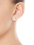 Silver simulated pearl and cubic zirconia drop earrings 12mm (British brand)