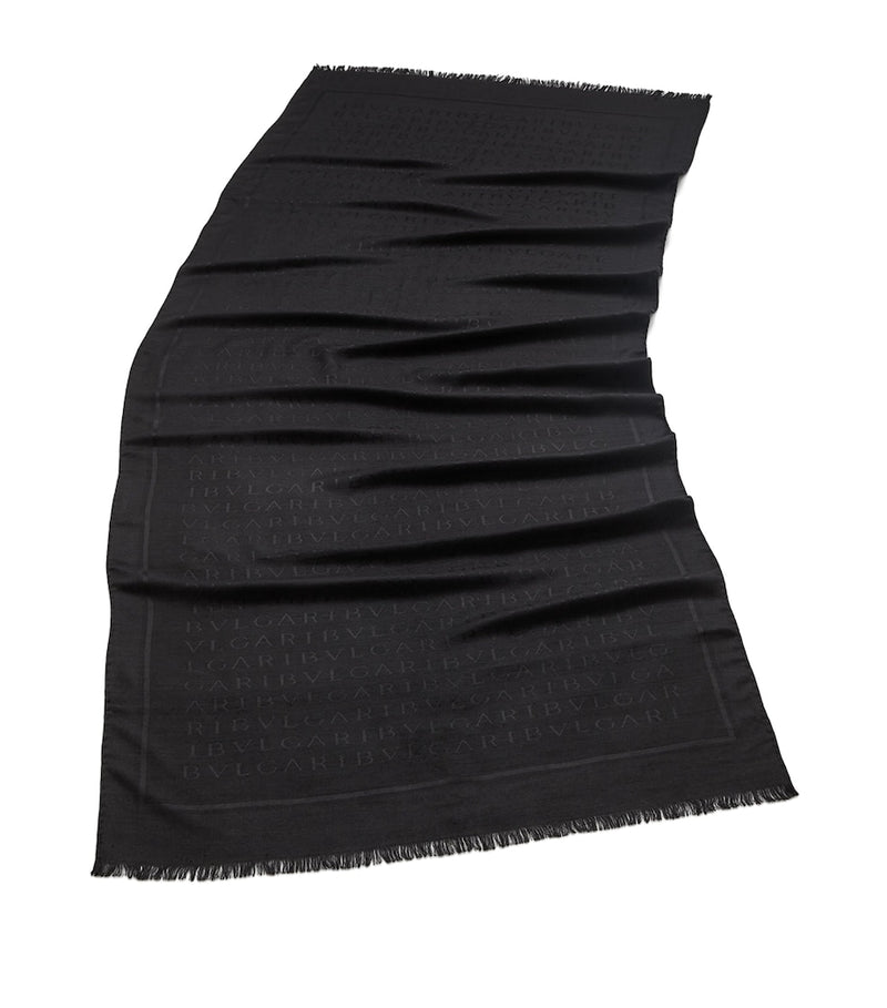 Bvlgari Logomania Lettere Maxi print silk and wool scarf 70x180cm - British product