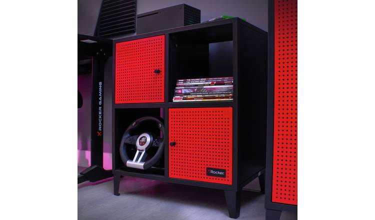 X Rocker Mesh-Tek 4 cube storage unit Red and Black (British brand)