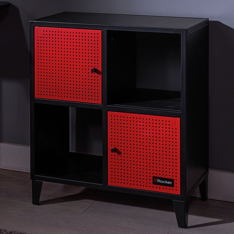 X Rocker Mesh-Tek 4 cube storage unit Red and Black (British brand)