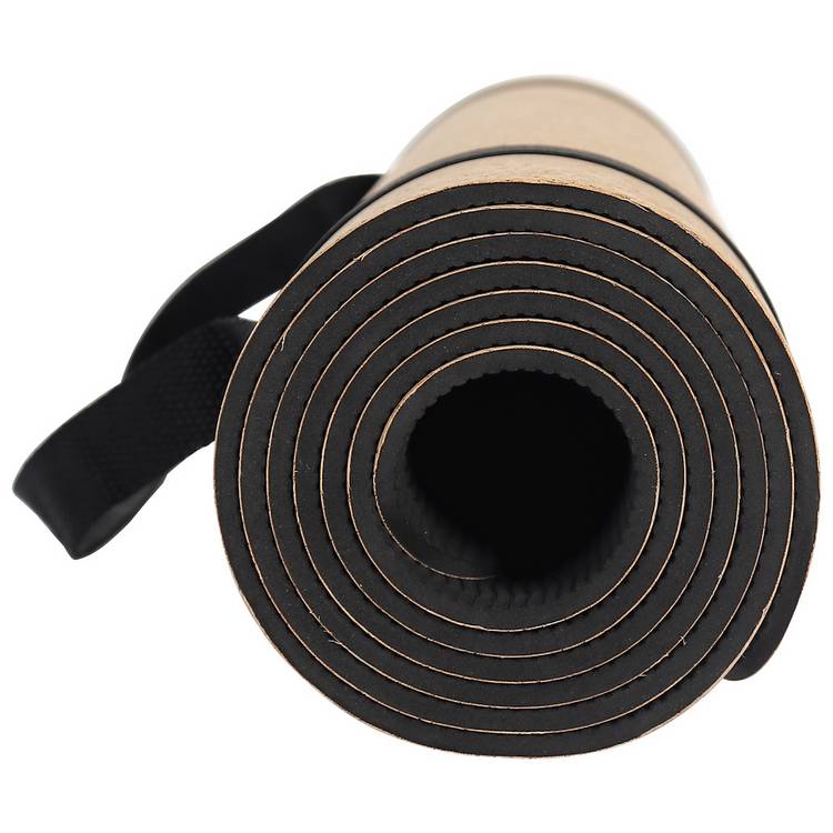 Pro Fitness cork TPE yoga mat with carry strap 5mm (British brand)