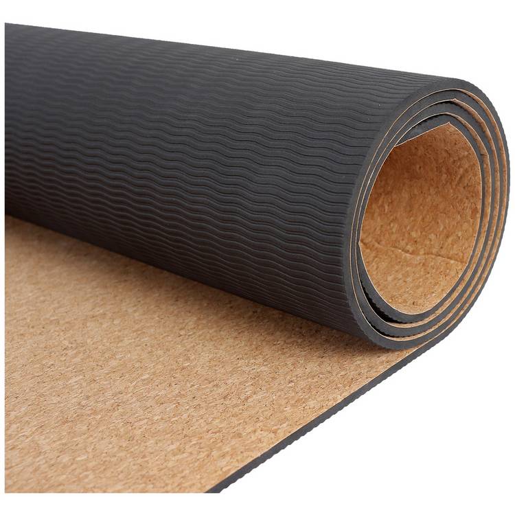 Pro Fitness cork TPE yoga mat with carry strap 5mm (British brand)