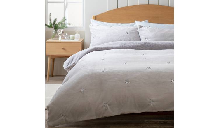 Argos Home star fleece bedding set grey king size - British product