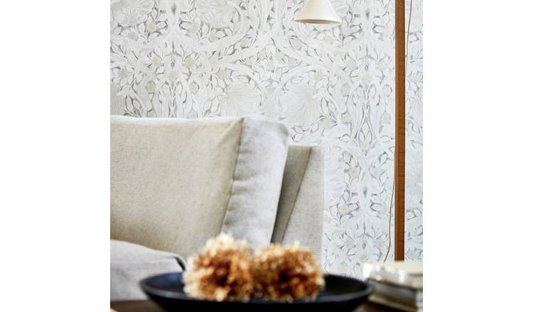 Morris & Co. Pimpernel light grey floral wallpaper (British brand)