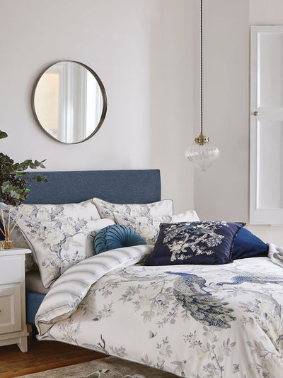 Next Laura Ashley Blue Midnight Belvedere Reversible Duvet Cover and Pillowcase Set- Buy online at McGrocer
