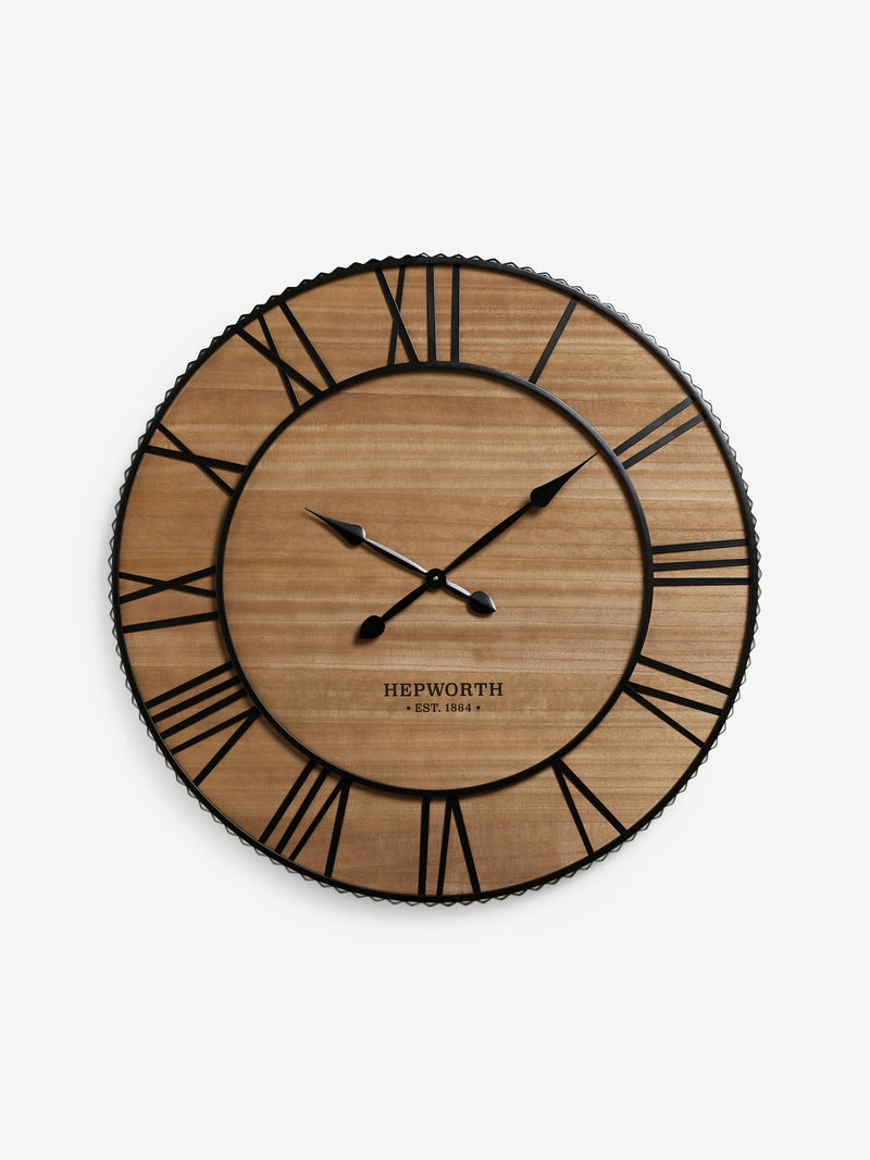 Natural Black Bronx Wooden Large Wall Clock