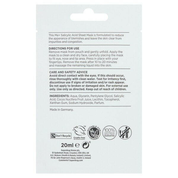 Superdrug Me+ Salicylic Acid Sheet Mask GOODS Superdrug