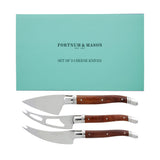 Fortnum's cheese knife set with three knives in gift box (British brand)