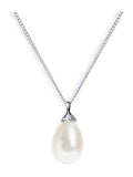 Ivory & Co Rhodium Westbury pearl drop pendant with 18 chain, UK version