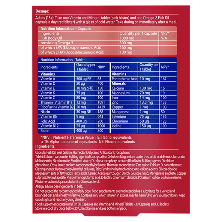 Seven Seas Omega 3 multivitamins for women 2 x 60 count (British brand)