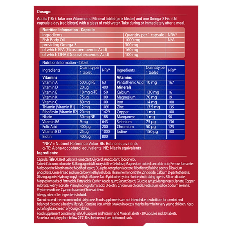 Seven Seas Omega 3 multivitamins for women 2 x 60 count (British brand)