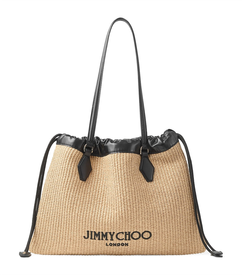 Jimmy Choo large raffia drawstring tote bag - British product