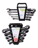 Ratchet spanner set with storage rack, imported from the UK