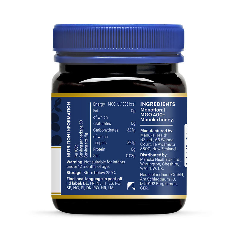 Manuka Health MGO 400+ Manuka Honey 250g, UK version