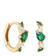 Harrods Astrid & Miyu Yellow Gold Diamond and Emerald Marquise Huggie Earrings 11mm- Buy online at McGrocer