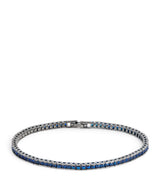 Harrods Tateossian Rhodium-Plated Sterling Silver Quadro Tennis Bracelet with Blue Spinel Stones- Buy online at McGrocer