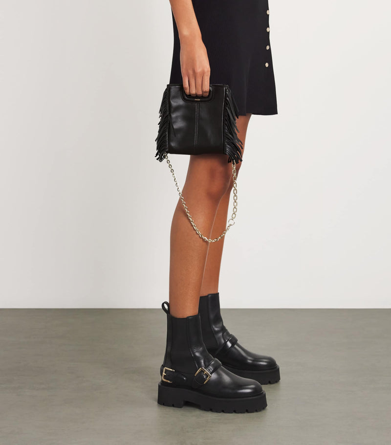 Maje mini leather 'M' top-handle bag (British brand)