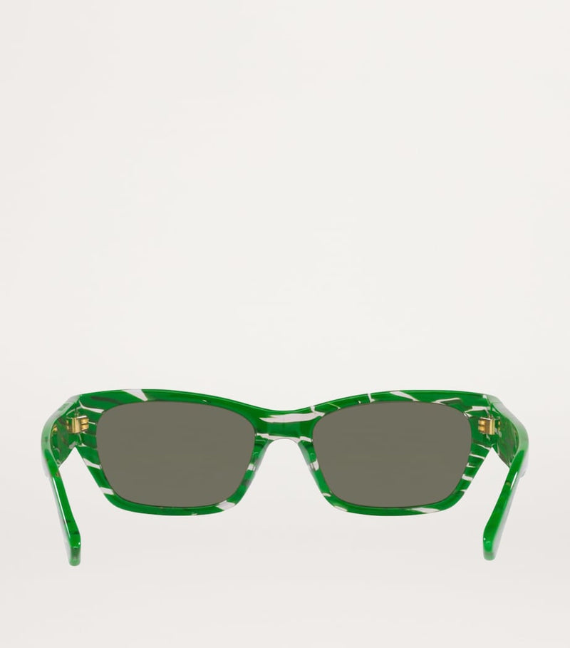 Bottega Veneta rectangular sunglasses with gold-tone detailing, imported from the UK