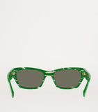 Bottega Veneta rectangular sunglasses with gold-tone detailing, imported from the UK