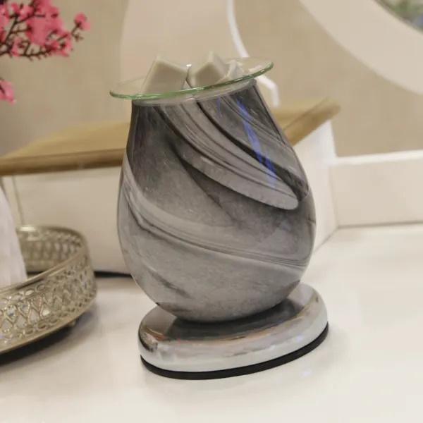 Aroma electric touch wax melter grey swirl 16cm, imported from the UK