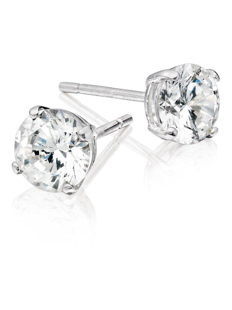 9ct white gold cubic zirconia stud earrings 5mm (British brand)