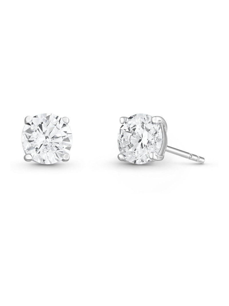 9ct white gold cubic zirconia stud earrings 5mm (British brand)