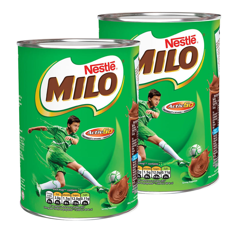 Nestle Milo malted milk powder 2 x 400g, imported from the UK