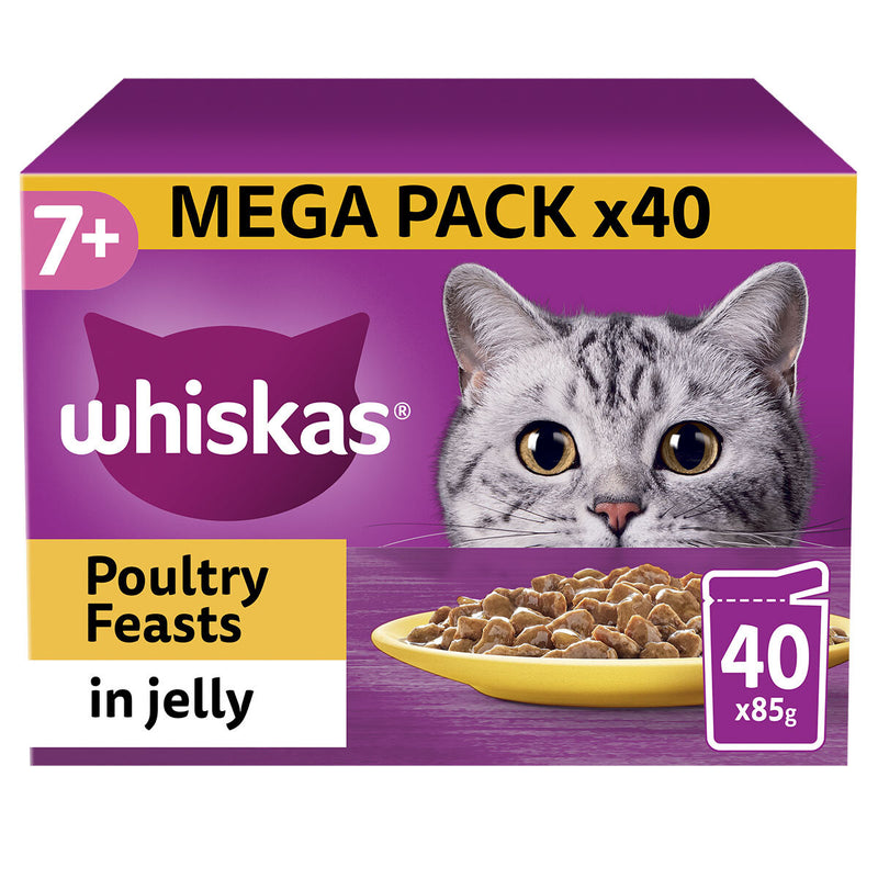 Whiskas Poultry Feast cat food pouches 40x85g (British brand)