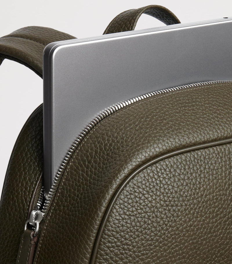 Carl Friedrik Ayrton grained leather backpack (British brand)