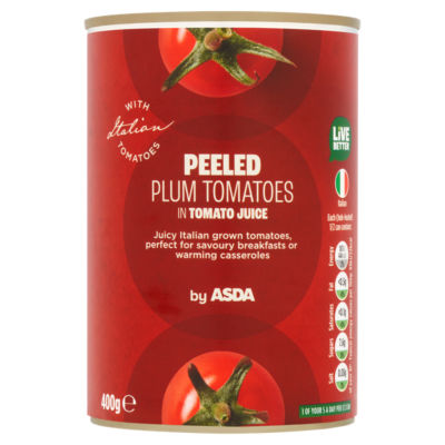 ASDA peeled plum tomatoes in tomato juice 400g - British product
