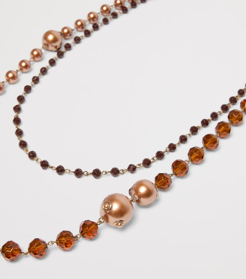Weekend Max Mara layered bead necklace with cut-glass stones (British brand)