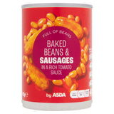 ASDA baked beans with sausages in rich tomato sauce 405g - British product