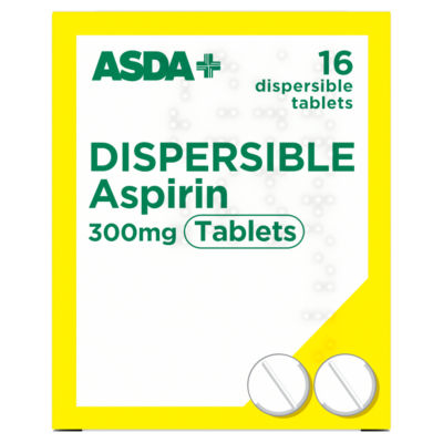 ASDA dispersible aspirin 300mg tablets 16 - British product