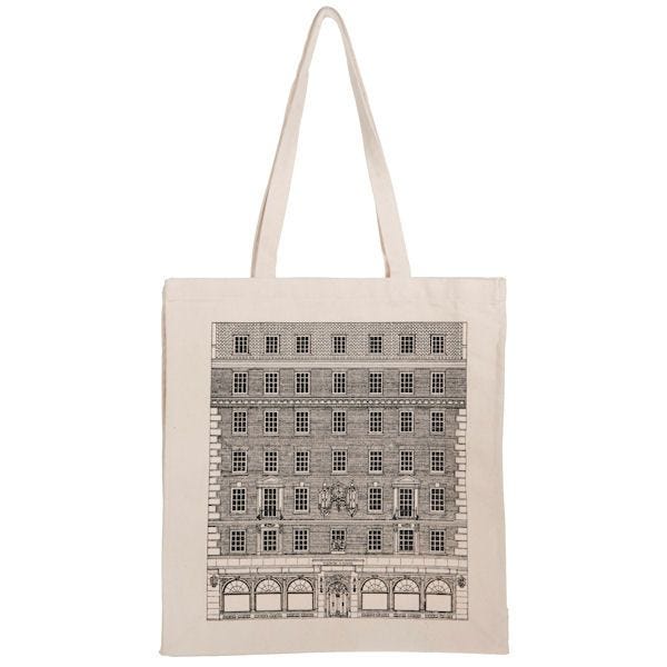 Rory Dobner canvas bag with Fortnum's façade print - British product