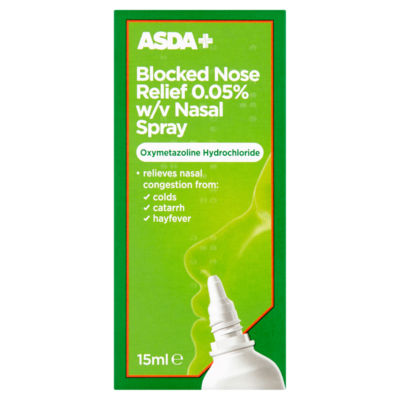 ASDA Blocked Nose Relief 0.05% w/v Nasal Spray 15ml - British product