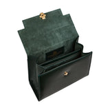 Launer Traviata calf leather tote handbag in Bottle Green - British product