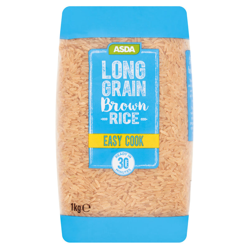 ASDA easy cook long grain brown rice 1kg, imported from the UK