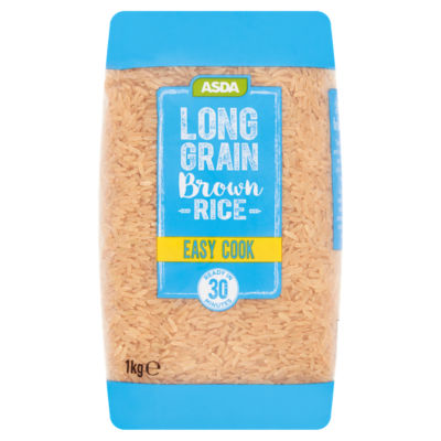 ASDA easy cook long grain brown rice 1kg, imported from the UK