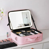 Livingandhome Travel Makeup Bag with LED Mirror Pink, UK version