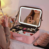 Livingandhome Travel Makeup Bag with LED Mirror Pink, UK version