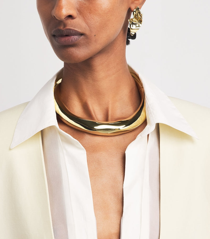 Alexis Bittar small gold-plated hinge collar necklace - British product