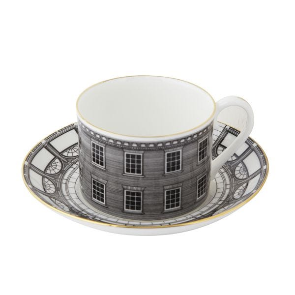 Rory Dobner bone china teacup and saucer with gold detail, UK version
