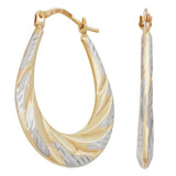 Revere 9ct gold diamond cut creole hoop earrings 25mm drop - British product