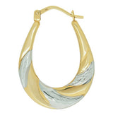 Revere 9ct gold diamond cut creole hoop earrings 25mm drop - British product