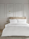 Catherine Lansfield White Satin Stripe duvet cover and pillowcase set - British product